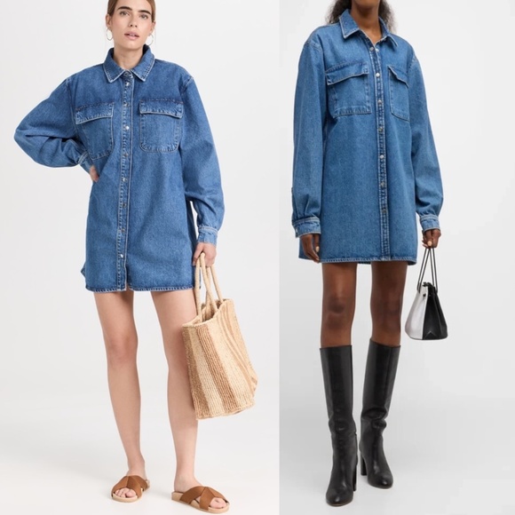 FRAME denim A-Line Shirt Dress in Brisk size XS - Picture 3 of 10